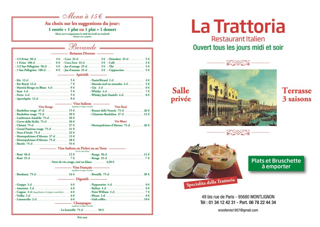 Nouveau Menu_recto La Trattoria